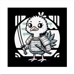 Kawaii Samurai Animal Ostrich with Katana Cute Posters and Art